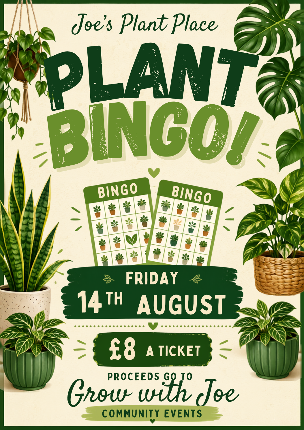 Plant Bingo | Grow With Joe Events | Friday 14th August |