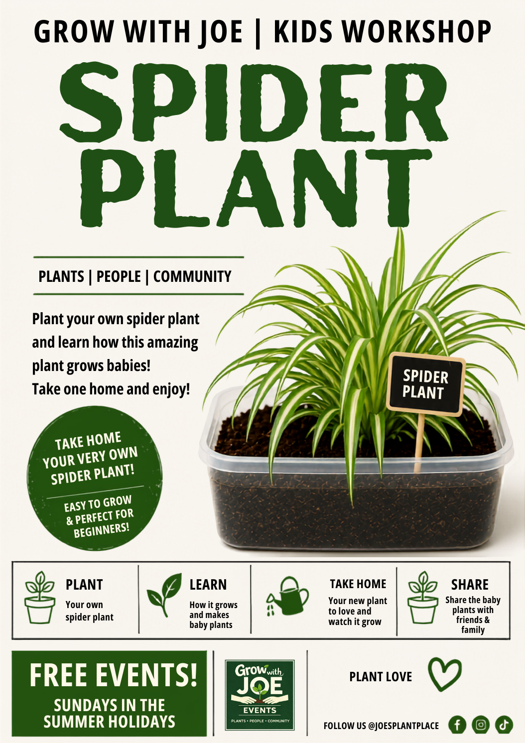Spider Plants | Grow With Joe Events | Sunday 23rd August | FREE EVENT