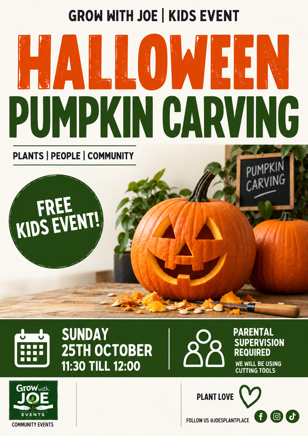 Pumpkin Carving | Grow With Joe Events | Sunday 25th October | Halloween Edition