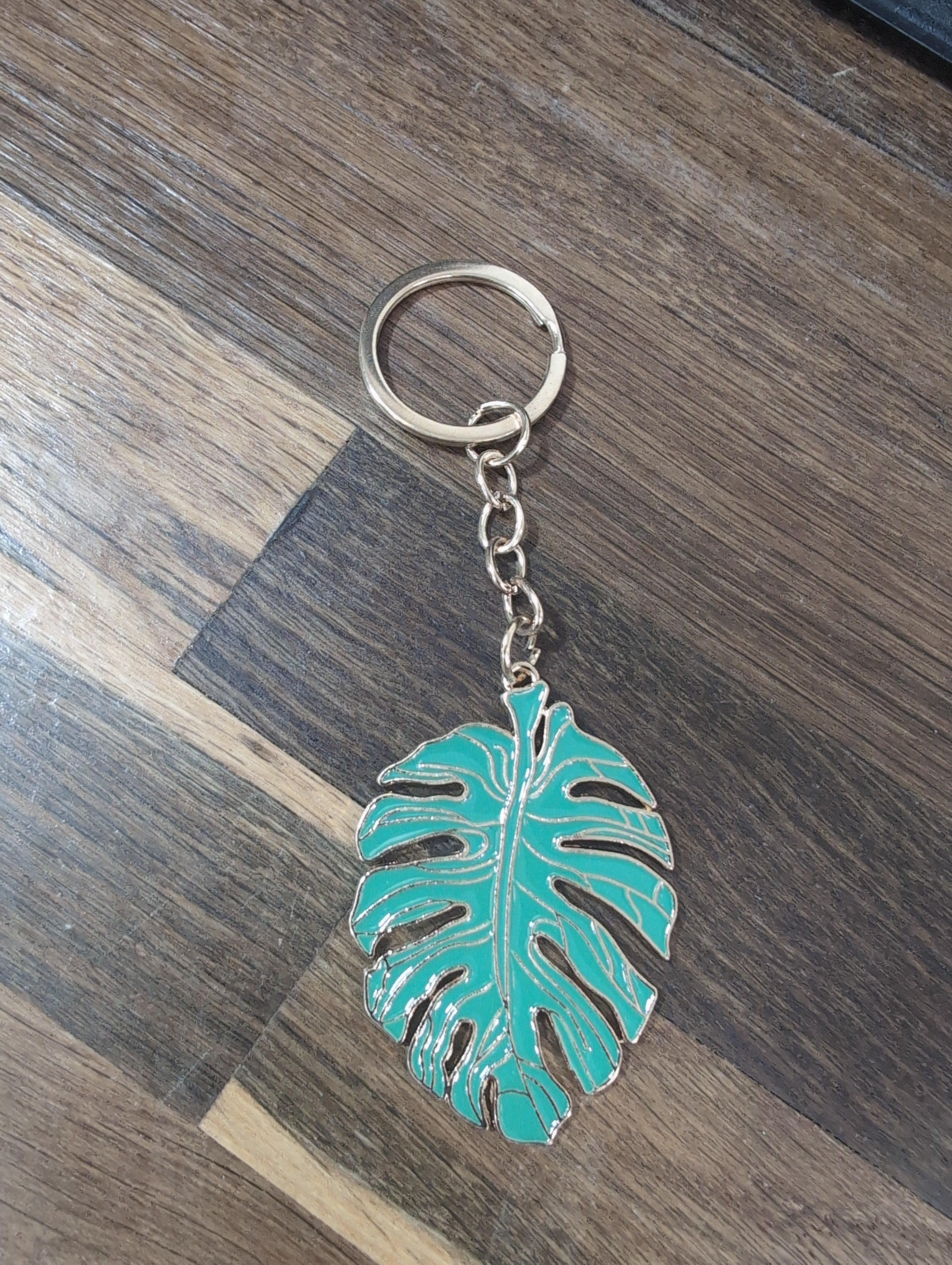 Keyring - Green monstera Leaf