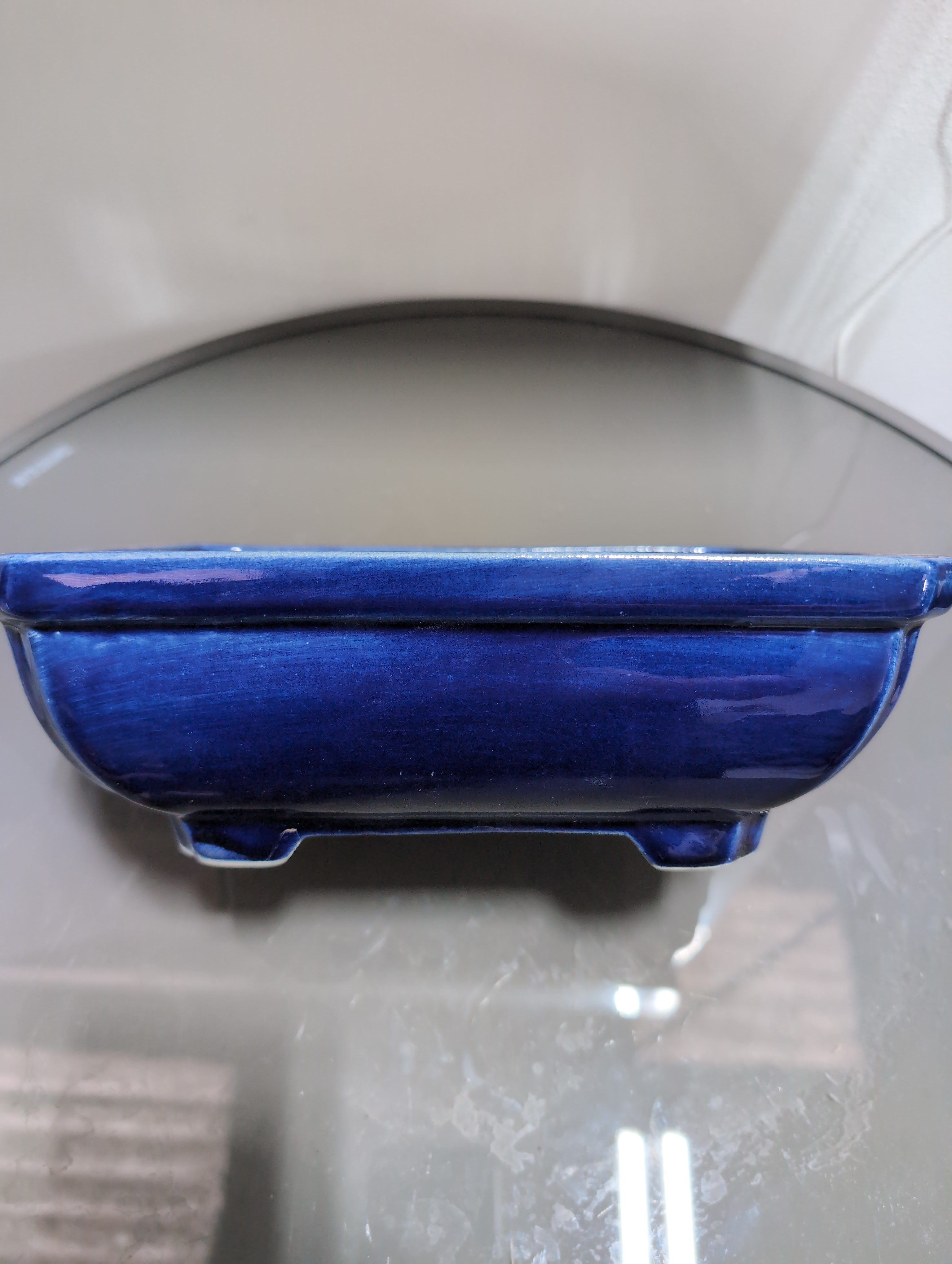Glazed Bonsai Pot | Rectangle | 24cm x 17cm x 10cm | Blue