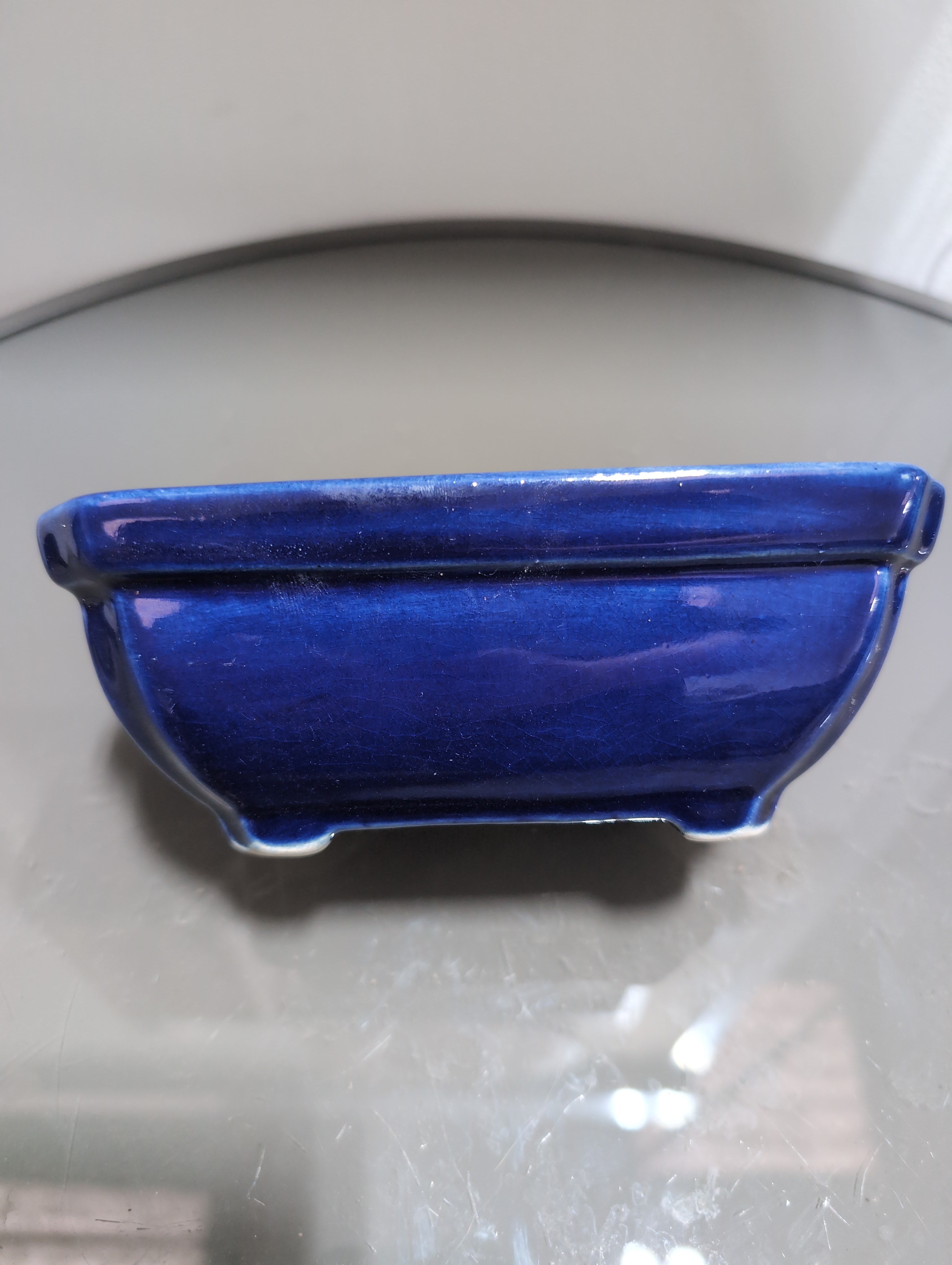 Glazed Bonsai Pot | Rectangle | 17cm x 11cm x 7cm | Blue